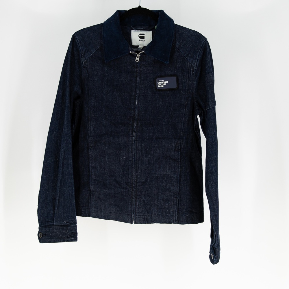 NEW G-Star Raw Cotton Service Overshirt Full Zi Collared Jacket Rinsed Denim S